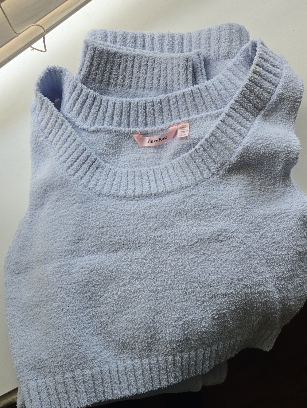 La Vie En Rose Pastel Blue Ribbed Lounge Set